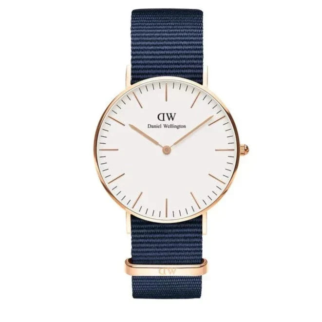  Shop Authentic Daniel Wellington Classic Bayswater White Dial Navy Blue NATO Strap Watch For Women - DW00100279 - Luxxuri