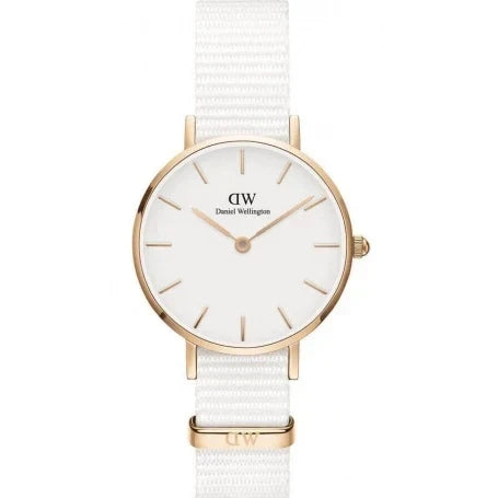  Shop Authentic Daniel Wellington Classic Petite Dover White Dial White Nylon Strap Watch For Women - DW00100311 - Luxxuri