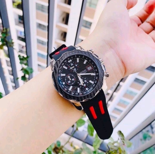  Shop Authentic Guess Octane Chronograph Black Dial Two Tone Silicone Strap Watch For Men - W1047G1 - Luxxuri
