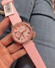  Shop Authentic Guess Solar Rose Gold Dial Pink Rubber Strap Watch For Women - W1135L2 - Luxxuri