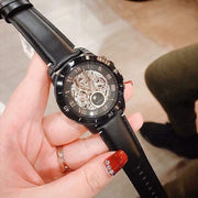  Shop Authentic Fossil Grant Sport Automatic Skeleton Black Dial Black Leather Strap Watch for Men - ME3138 - Luxxuri