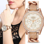 Shop Authentic Fossil Riley White Dial Sand Leather Strap Watch for Women - ES3466 - Luxxuri