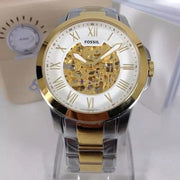  Shop Authentic Fossil Grant Automatic Skeleton White Dial Two Tone Steel Strap Watch for Men - ME3112 - Luxxuri
