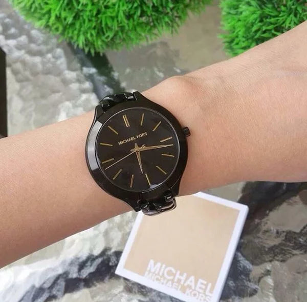 Shop Authentic Michael Kors Slim Runway Black Dial Black Steel Strap Watch for Women - MK3317 - Luxxuri