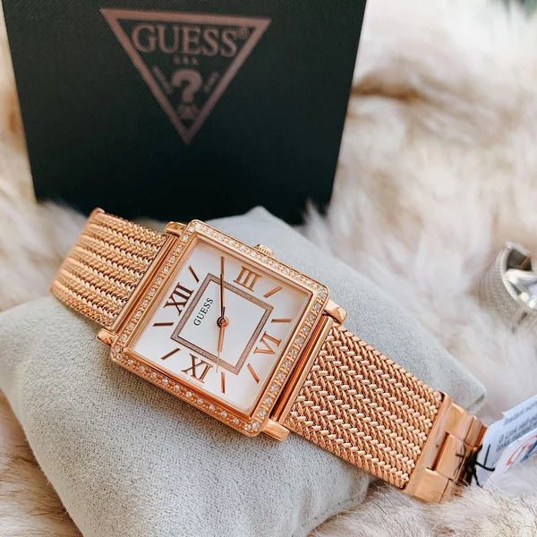  Shop Authentic Guess Highline Off White Dial Rose Gold Stainless Steel Mesh Strap Watch For Women - W0826L3 - Luxxuri