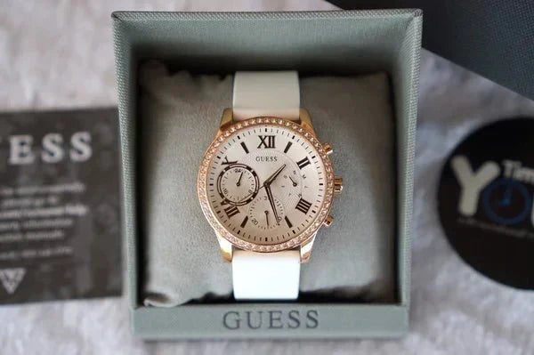  Shop Authentic Guess Solar White Dial White Rubber Strap Watch For Women - W1135L1 - Luxxuri