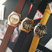  Shop Authentic Guess Analog Multifunction White Dial Brown Leather Strap Watch for Men - GW0262G3 - Luxxuri