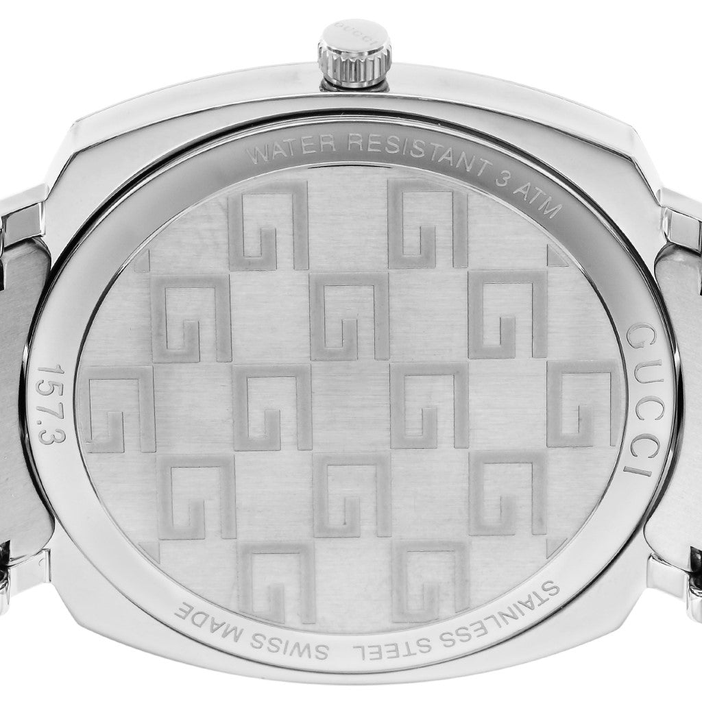  Shop Authentic Gucci Grip Quartz Silver Dial Silver Steel Strap Watch For Women - YA157410 - Luxxuri