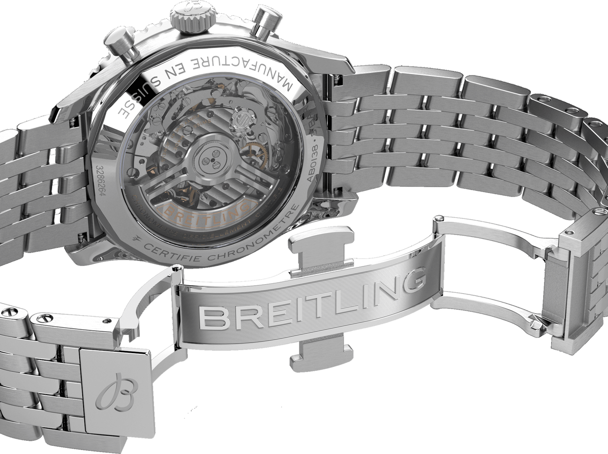  Shop Authentic Breitling Navitimer B01 Chronograph 43 Black Dial Silver Steel Strap Watch for Men - AB0138211B1A1 - Luxxuri