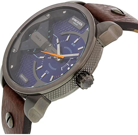  Shop Authentic Diesel Mini Daddy Analog Blue Dial Brown Leather Strap Watch For Men - DZ7339 - Luxxuri