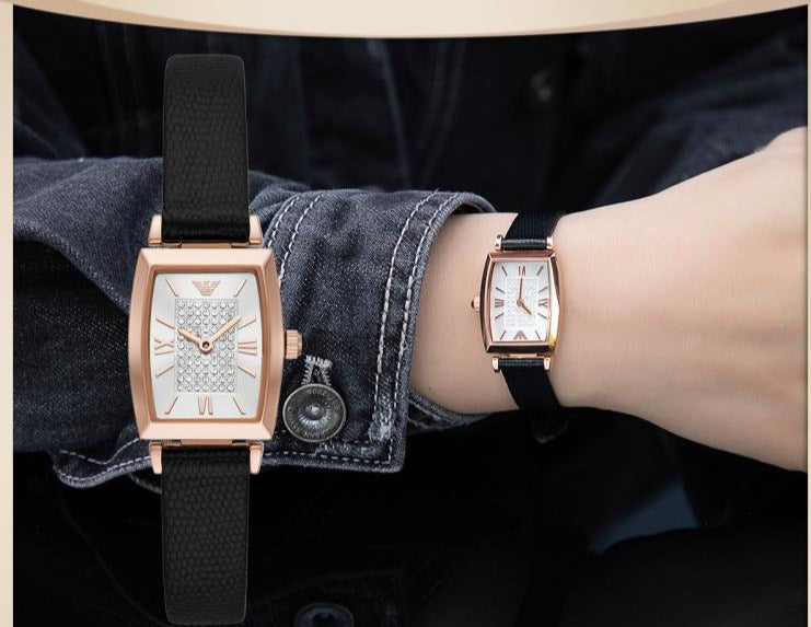  Shop Authentic Emporio Armani Gianni T Bar Quartz White Dial Black Leather Strap Watch For Women - AR11408 - Luxxuri