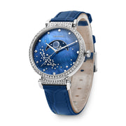  Shop Authentic Swarovski Passage Moon Phase Blue Dial Blue Leather Strap Watch for Women - 5613320 - Luxxuri