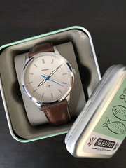  Shop Authentic Fossil Minimalist Off White Dial Brown Leather Strap Watch for Men - FS5306 - Luxxuri