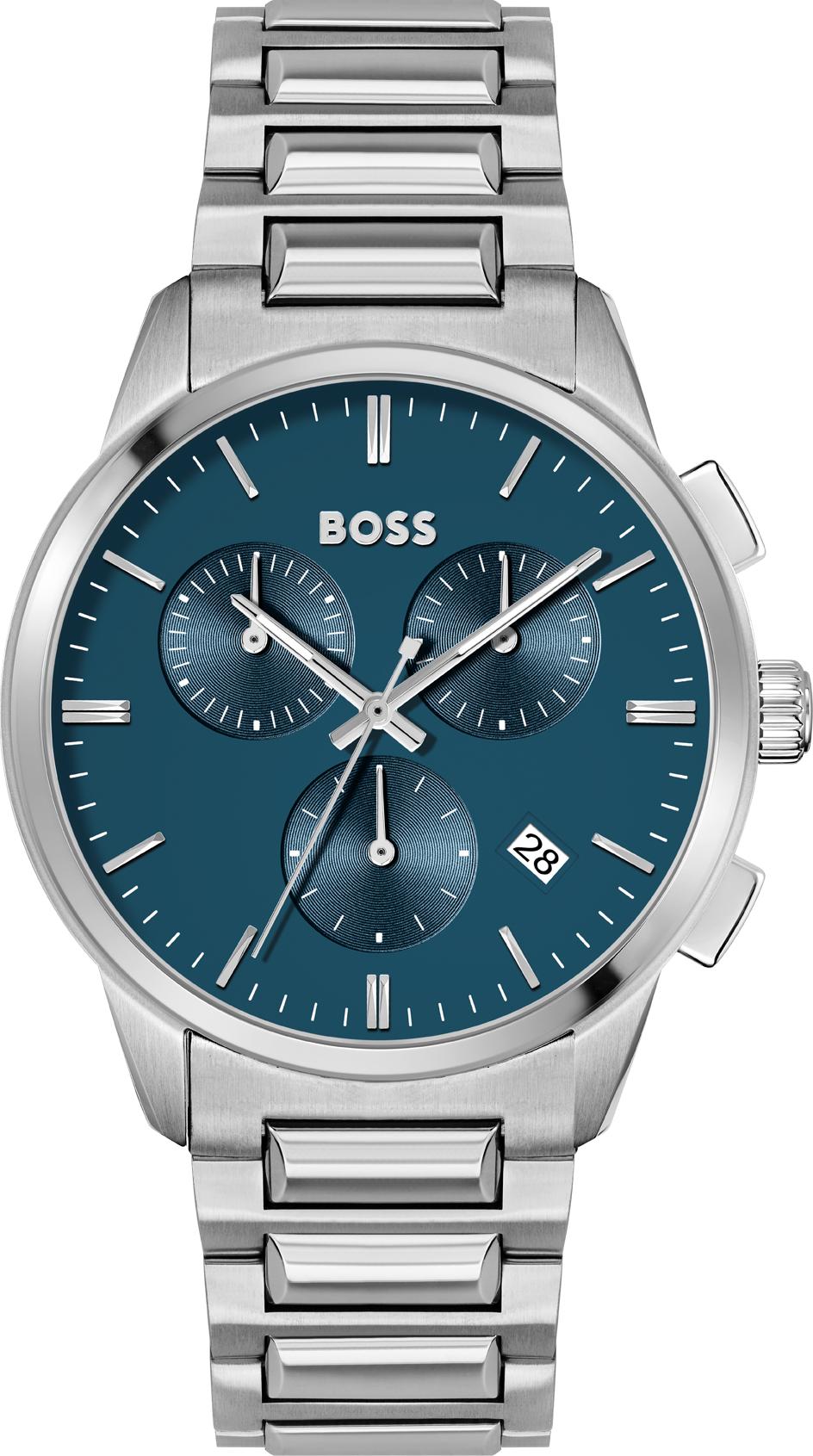  Shop Authentic Hugo Boss Dapper Chronograph Blue Dial Silver Steel Strap Watch For Men - 1513927 - Luxxuri