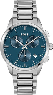  Shop Authentic Hugo Boss Dapper Chronograph Blue Dial Silver Steel Strap Watch For Men - 1513927 - Luxxuri