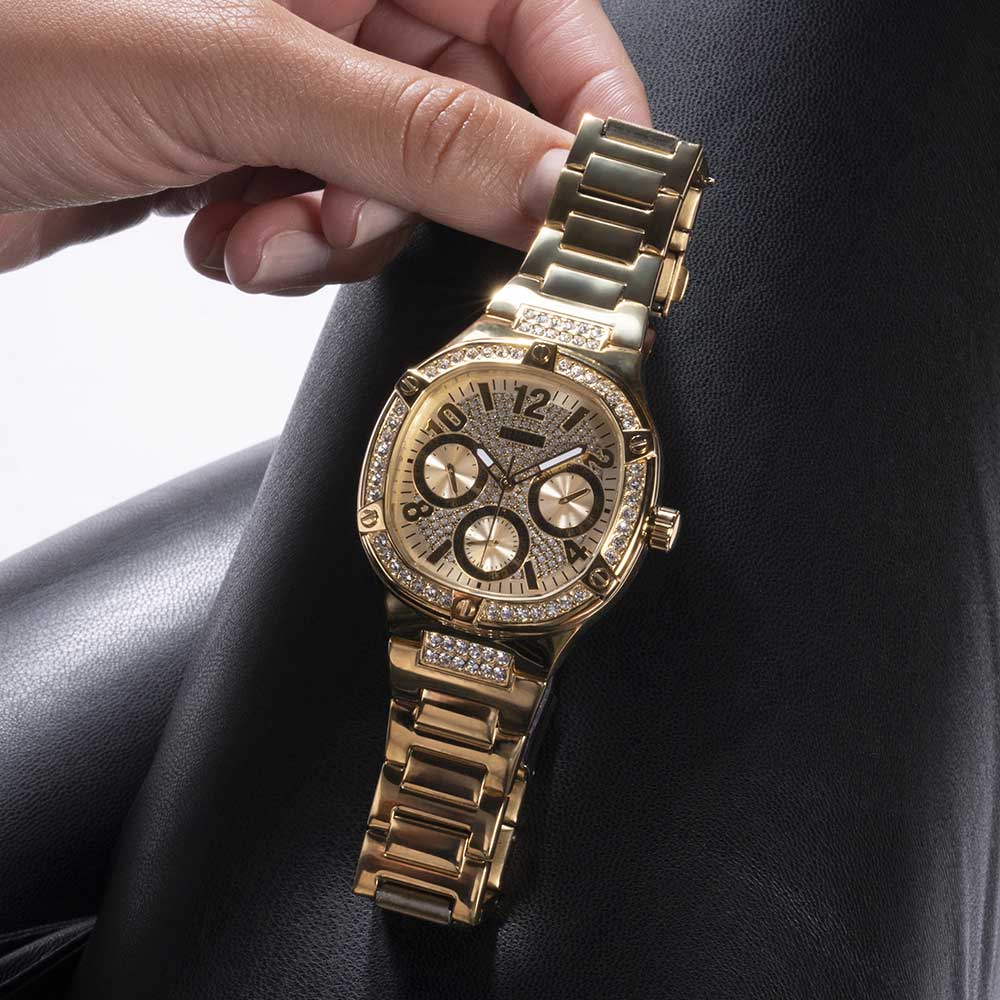  Shop Authentic Guess Duchess Quartz Gold Dial Gold Steel Strap Watch For Women - GW0558L2 - Luxxuri