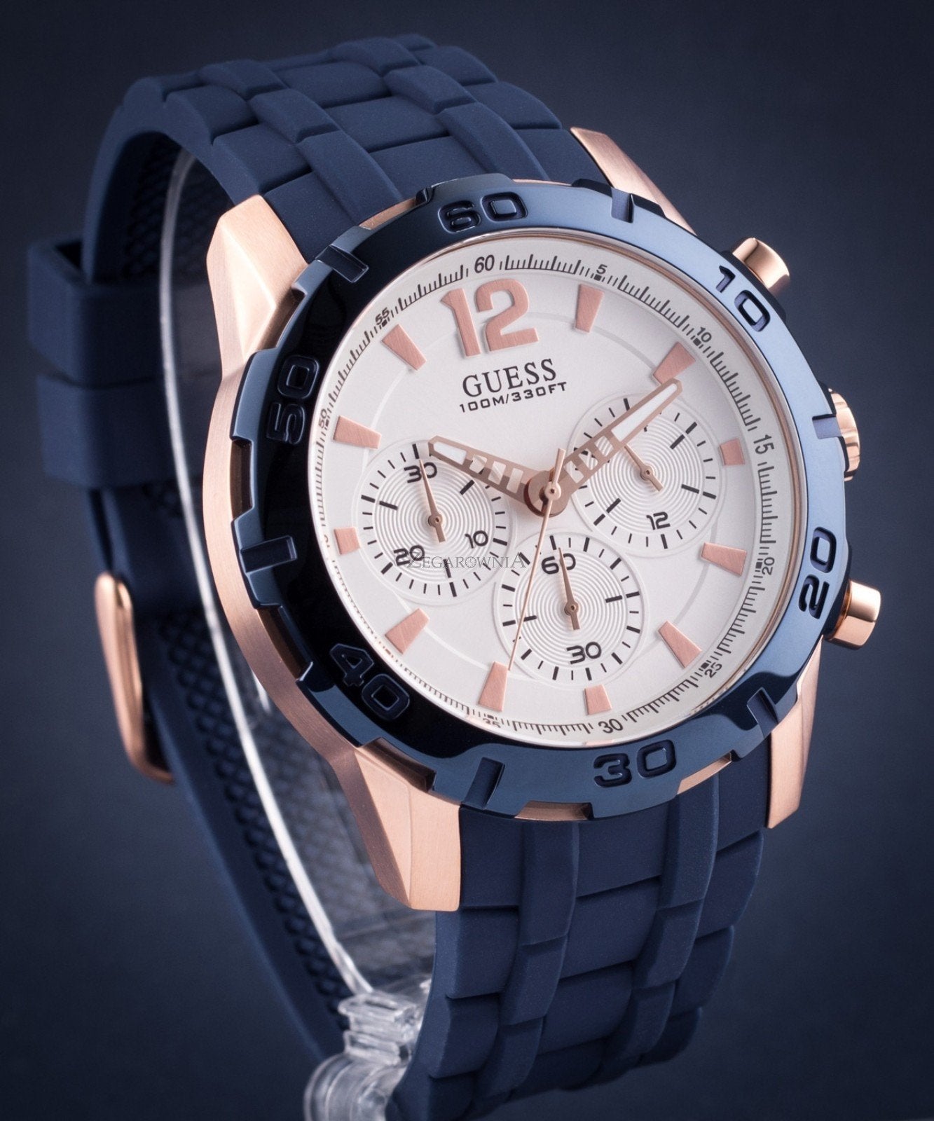  Shop Authentic Guess Caliber Chronograph White Dial Blue Silicone Strap Watch for Men - W0864G5 - Luxxuri