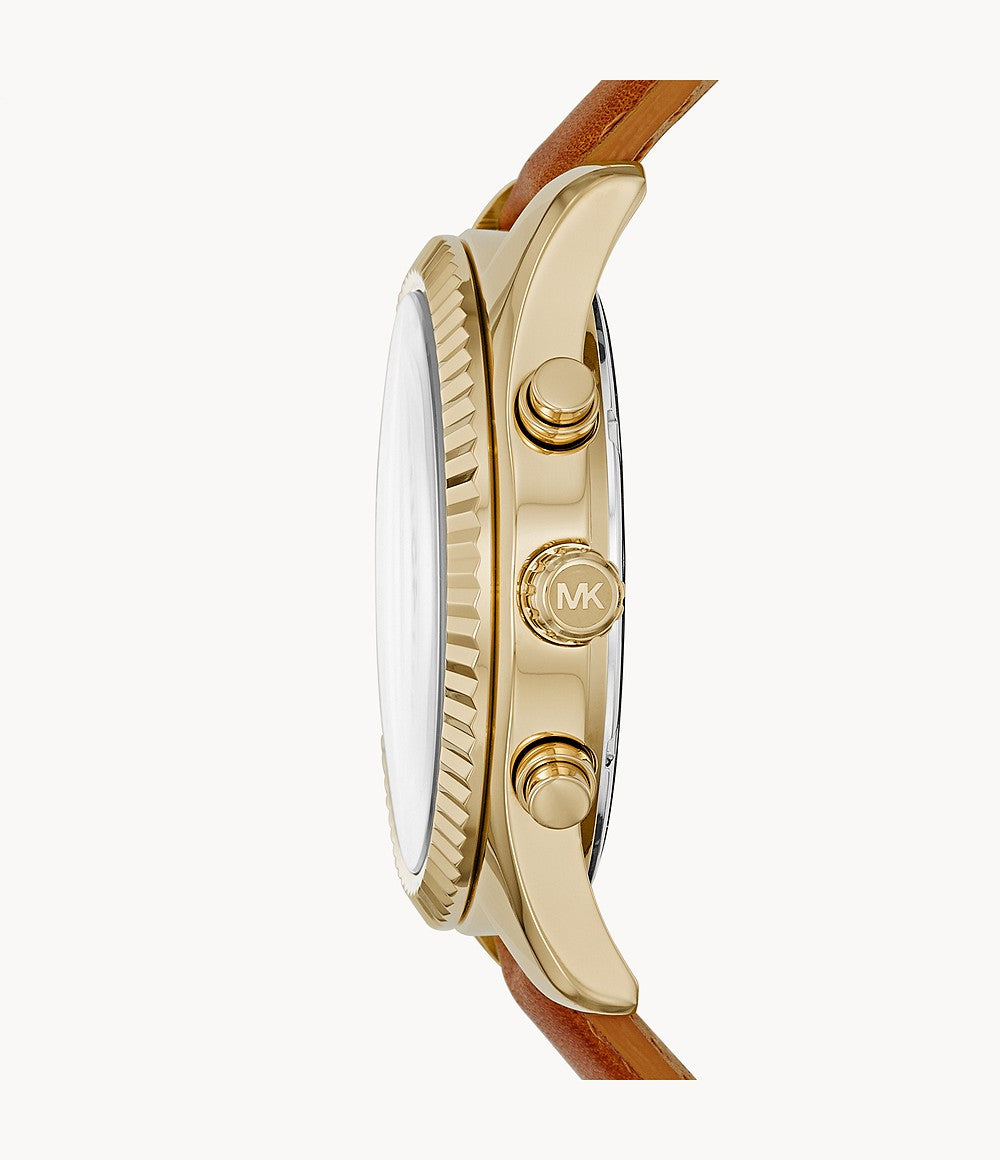  Shop Authentic Michael Kors Lexington Chronograph Gold Dial Brown Leather Strap Watch For Men - MK8447 - Luxxuri