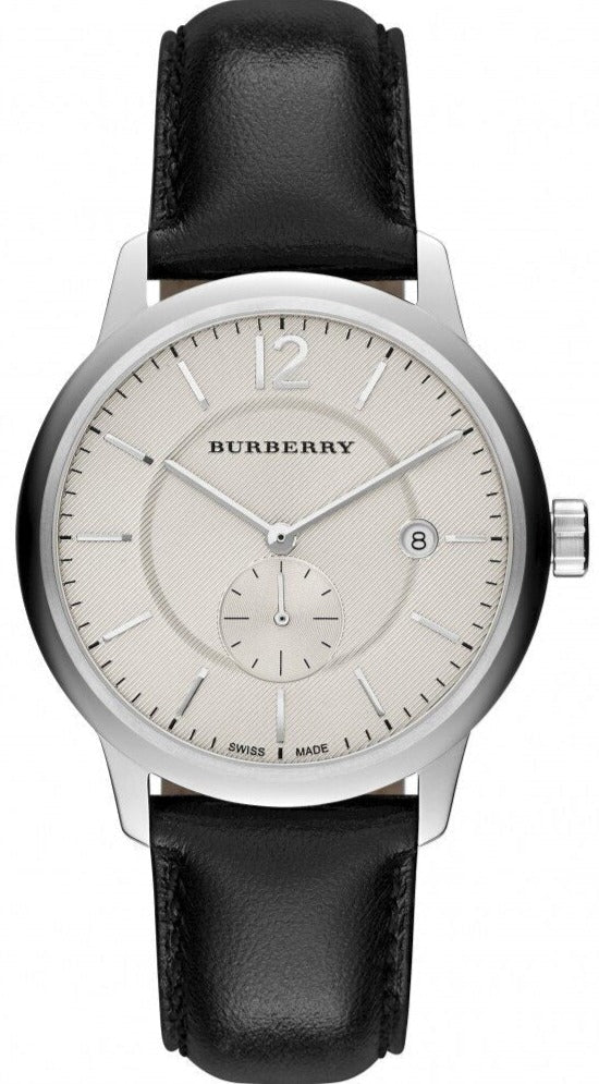  Shop Authentic Burberry The Classic Horseferry Beige Dial Black Leather Strap Watch for Men - BU10000 - Luxxuri
