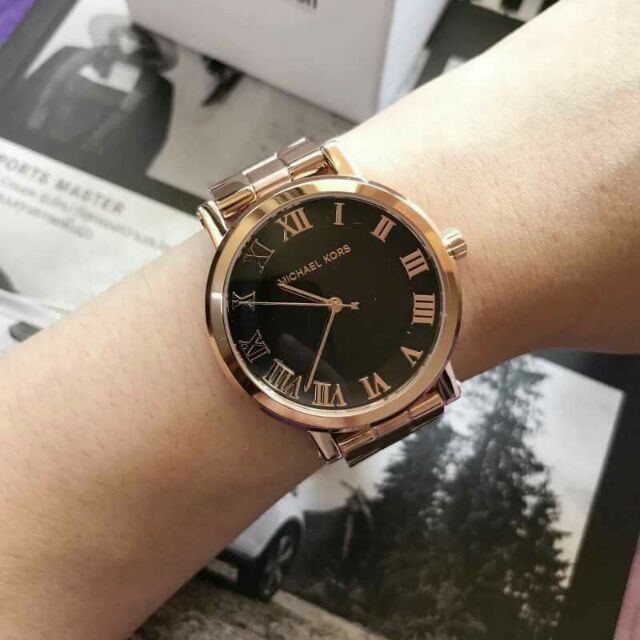  Shop Authentic Michael Kors Noire Black Dial Rose Gold Steel Strap Watch for Women - MK3585 - Luxxuri