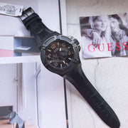  Shop Authentic Guess Rigor Analog Black Dial Black Leather Strap Watch For Men - W0040G1 - Luxxuri