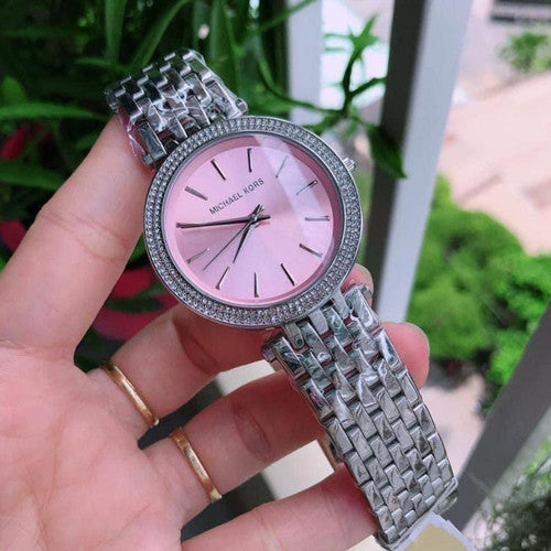  Shop Authentic Michael Kors Darci Crystal Pink Dial Silver Stainless Steel Strap Watch for Women - MK3352 - Luxxuri