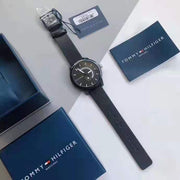  Shop Authentic Tommy Hilfiger Denim Quartz Black Dial Black Leather Strap Watch for Men - 1791479 - Luxxuri
