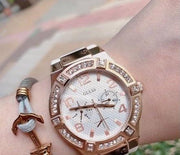  Shop Authentic Guess Diamonds White Dial White Rubber Strap Watch For Women - W0426L1 - Luxxuri