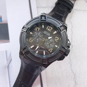  Shop Authentic Guess Rigor Analog Black Dial Black Leather Strap Watch For Men - W0040G1 - Luxxuri