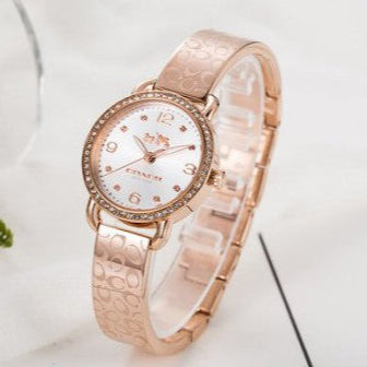 Coach Delancey Silver Dial Rose Gold Steel Strap Watch for Women - 14502355