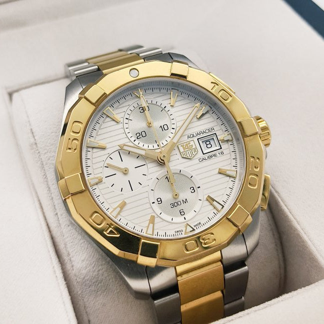  Shop Authentic Tag Heuer Aquaracer Caliber 16 Automatic White Dial Two Tone Steel Strap Watch for Men - CAY2121.BB0923 - Luxxuri