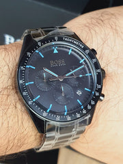  Shop Authentic Hugo Boss Trophy Black Dial Black Steel Strap Watch for Men - 1513675 - Luxxuri