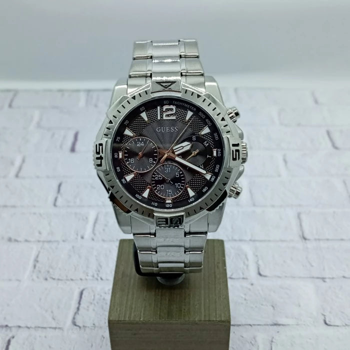  Shop Authentic Guess Commander Chronograph Black Dial Silver Steel Strap Watch for Men - GW0056G1 - Luxxuri