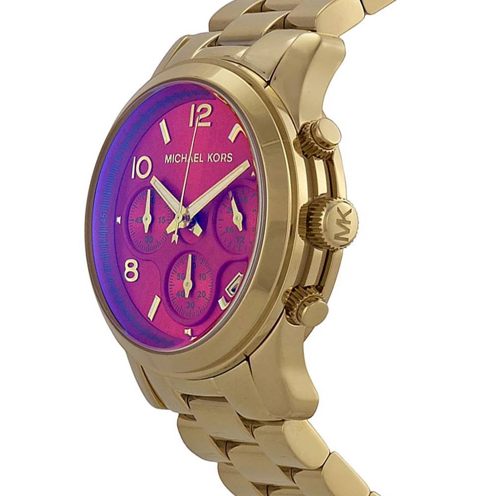 Shop Authentic Michael Kors Runway Iridescent Pink Dial Gold Steel Strap Watch for Women - MK5939 - Luxxuri