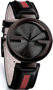  Shop Authentic Gucci Interlocking G XL Black Dial Red & Green Leather Strap Watch For Men - YA133206 - Luxxuri