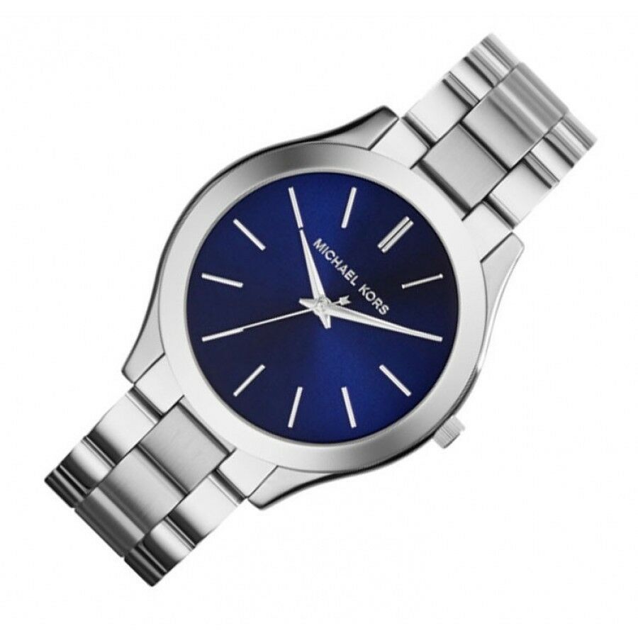  Shop Authentic Michael Kors Slim Runway Quartz Blue Dial Silver Steel Strap Watch For Women - MK3379 - Luxxuri