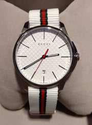  Shop Authentic Gucci G Timeless Quartz White DIal White NATO Strap Watch For Men - YA126322 - Luxxuri