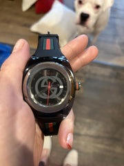  Shop Authentic Gucci Sync Quartz Black Dial Black Rubber Strap Watch For Men - YA137301 - Luxxuri