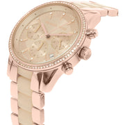  Shop Authentic Michael Kors Ritz Chronograph Rose Gold Dial Two Tone Steel Strap Watch for Women - MK6307 - Luxxuri