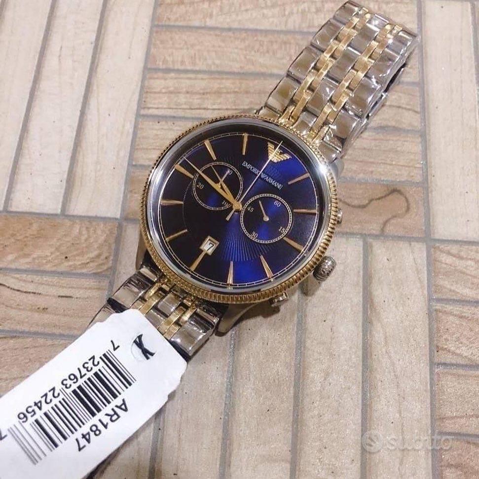  Shop Authentic Emporio Armani Classic Blue Dial Two Tone Steel Strap Watch For Men - AR1847 - Luxxuri