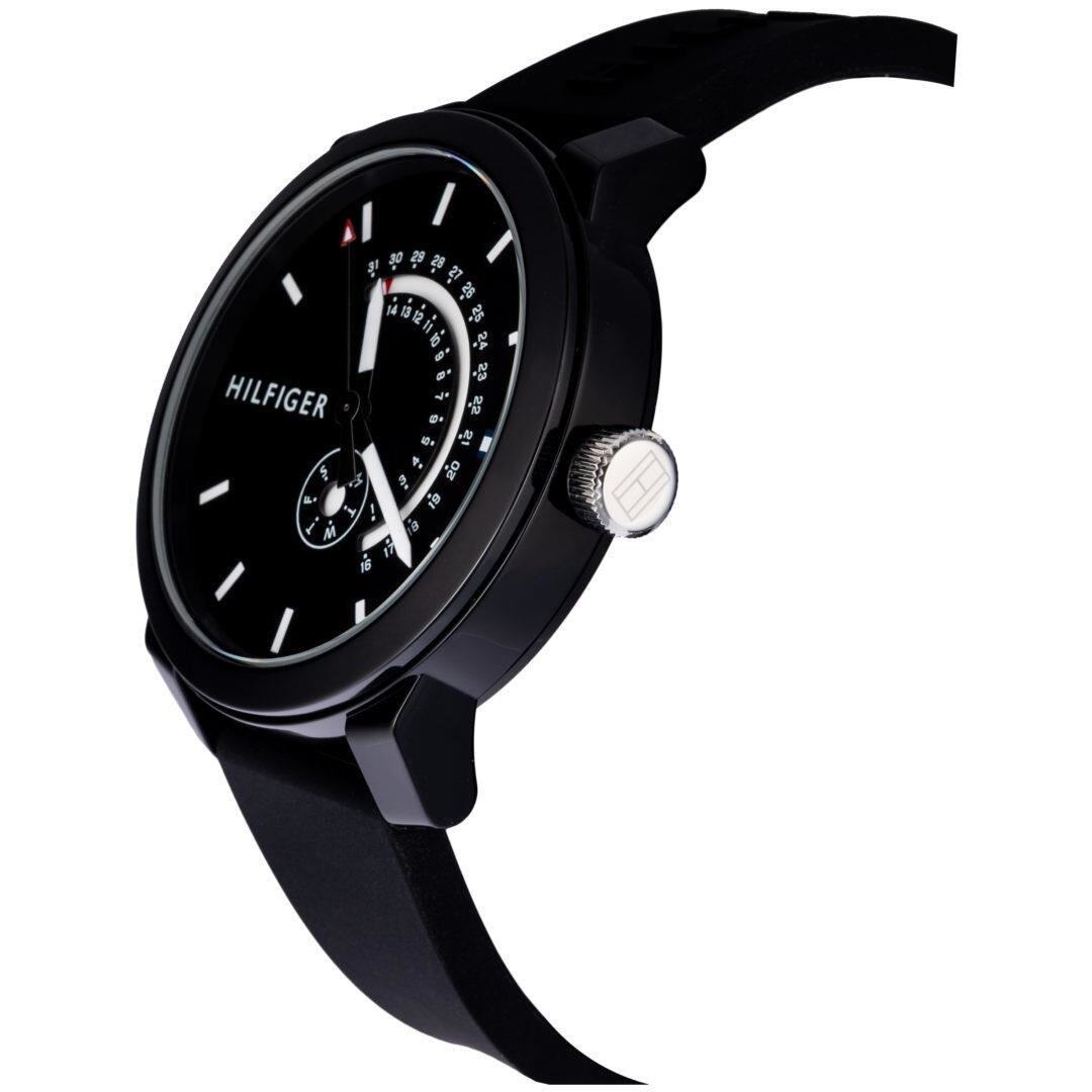  Shop Authentic Tommy Hilfiger Denim Quartz Black Dial Black Rubber Strap Watch for Men - 1791483 - Luxxuri