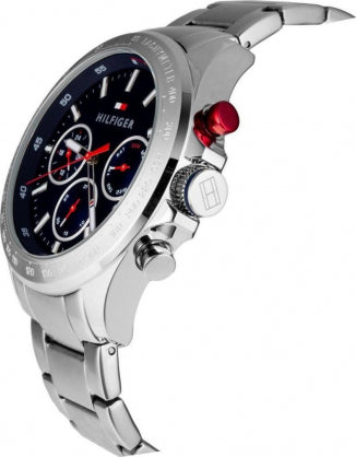  Shop Authentic Tommy Hilfiger Hudson Chronograph Quartz Blue Dial Silver Steel Strap Watch For Men - 1791228 - Luxxuri