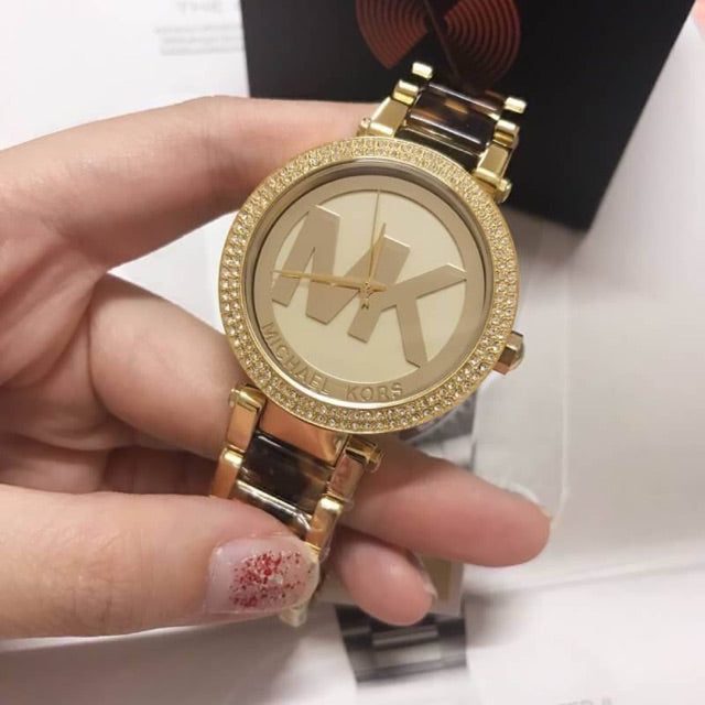  Shop Authentic Michael Kors Parker Chronograph Gold Dial Two Tone Steel Strap Watch for Women - MK6109 - Luxxuri