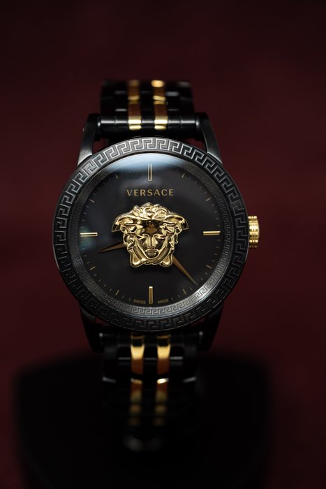  Shop Authentic Versace Palazzo Empire Black Dial Two Tone Steel Strap Watch for Men - VERD01119 - Luxxuri