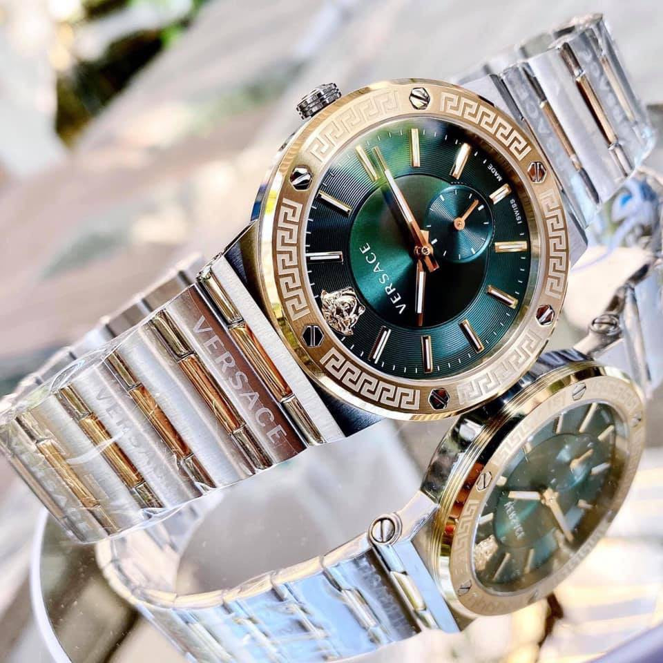  Shop Authentic Versace Greca Green Dial Silver Steel Strap Watch for Men - VEVI00420 - Luxxuri