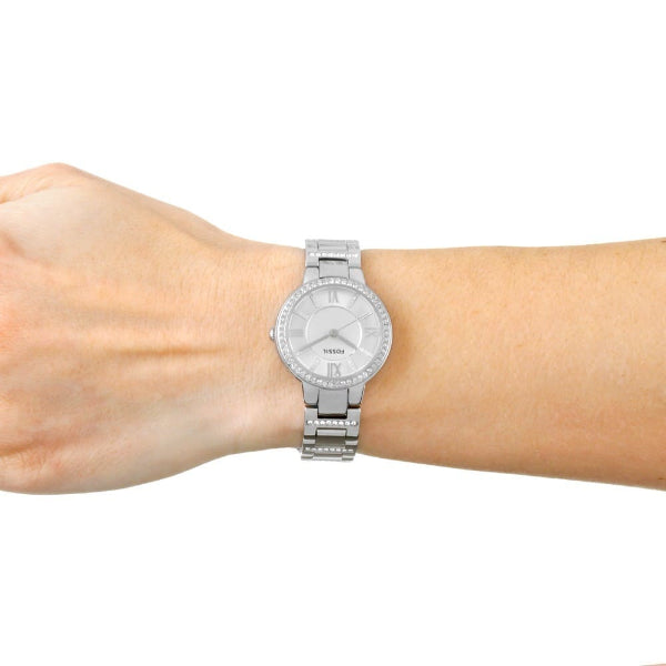  Shop Authentic Fossil Virginia Silver Dial Silver Steel Strap Watch for Women - ES3282 - Luxxuri
