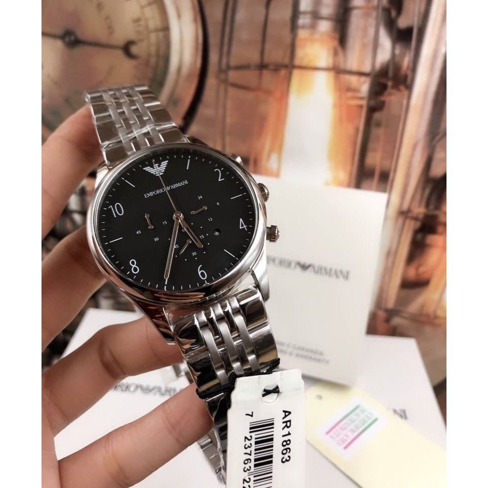  Shop Authentic Emporio Armani Beta Chronograph Black Dial Steel Strap Watch For Men - AR1863 - Luxxuri