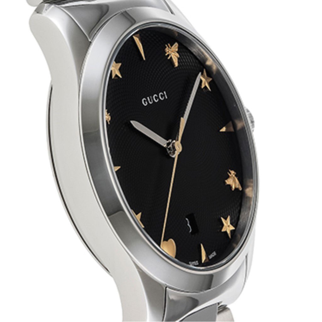  Shop Authentic Gucci G Timeless Black Dial Silver Steel Strap Watch For Women - YA1264029A - Luxxuri
