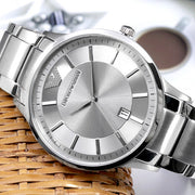  Shop Authentic Emporio Armani Renato Quartz Silver Dial Silver Steel Strap Watch For Men - AR11189 - Luxxuri