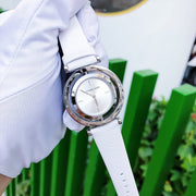  Shop Authentic Michael Kors Averi Silver Dial White Leather Strap Watch for Women - MK2524 - Luxxuri